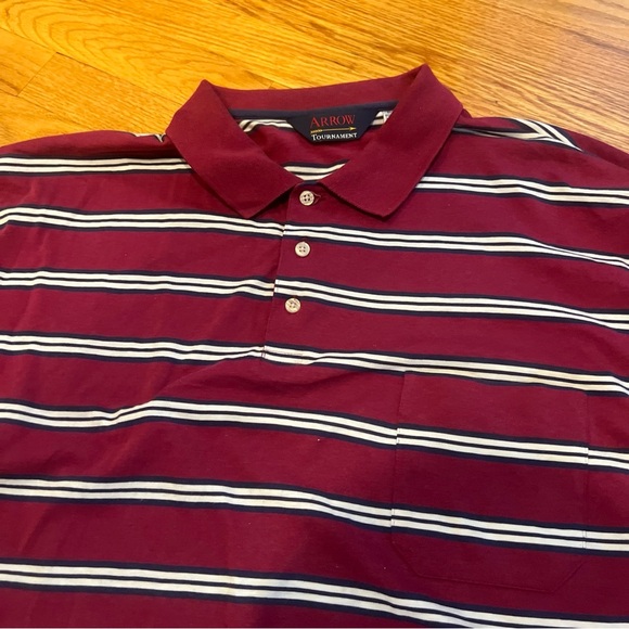 Vintage Arrow Tournament Striped Polo Shirt Mens XL Golf Print - Picture 2 of 6